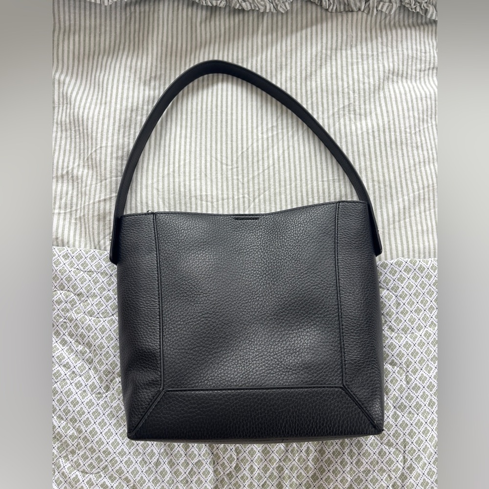 Black Leather Bucket Bag
